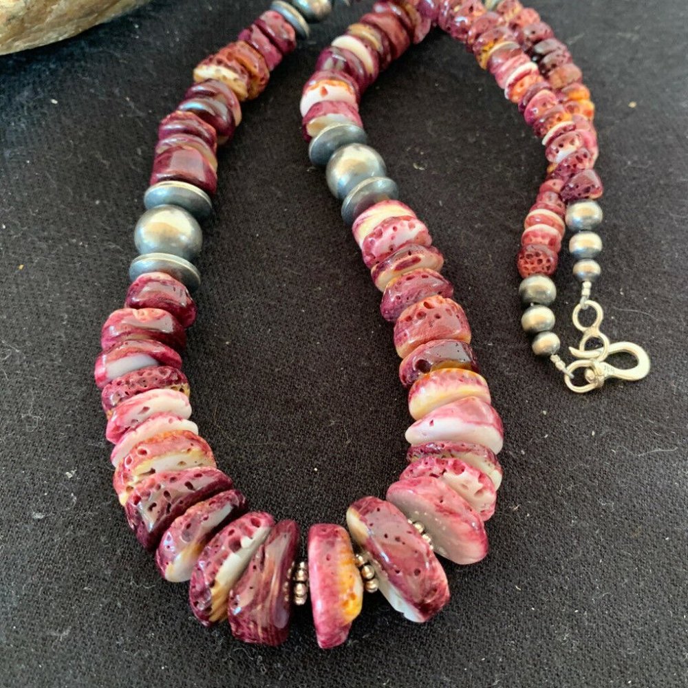 Navajo Pearls Spiny Oyster Necklace Pendant Ln 20 - Picture 4 of 12